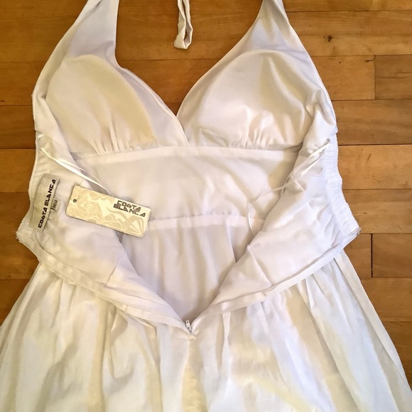 COSTA BLANCA White Summer Dress, Halter Style - Size Medium - Picture 5 of 7